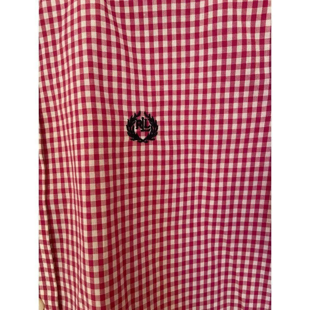 Pink Gingham Boys Ralph Lauren Long Sleeved Shirt (Size 14)